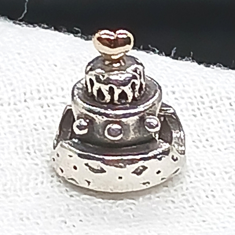 Pandora 14k Gold and Sterling Silver Retired Wedding Cake Charm